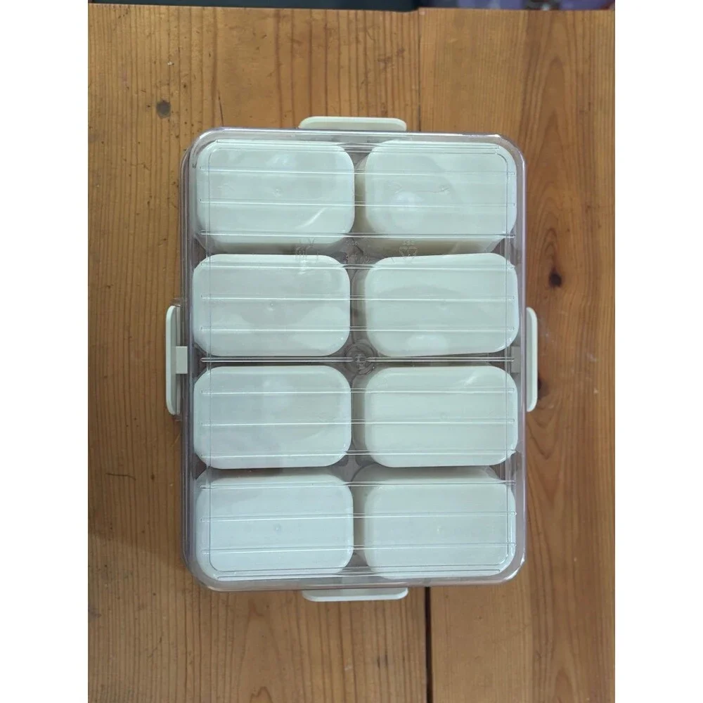Snackle box, 8 compartment food container with lid for snacks, meal prep, etc